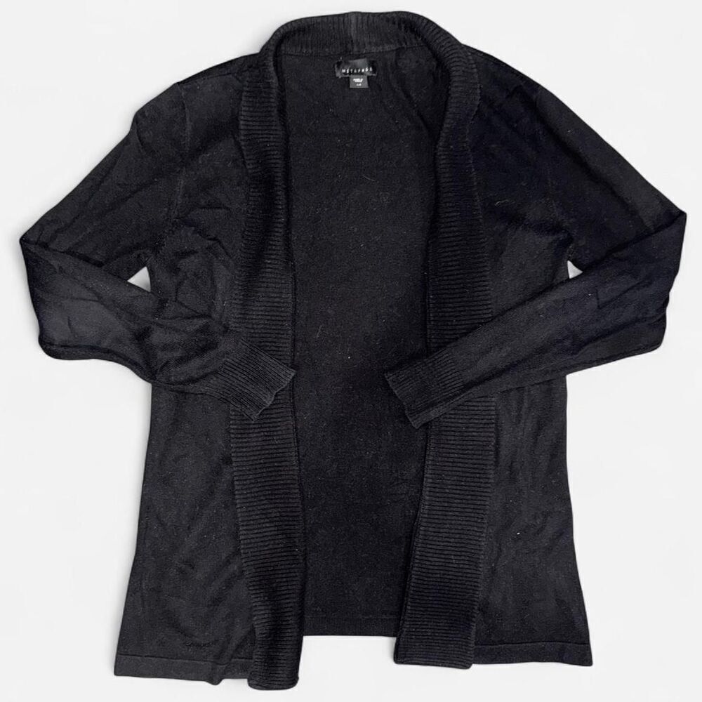 Black Shawl Collar Knit Cardigan from Metaphor, Size Large